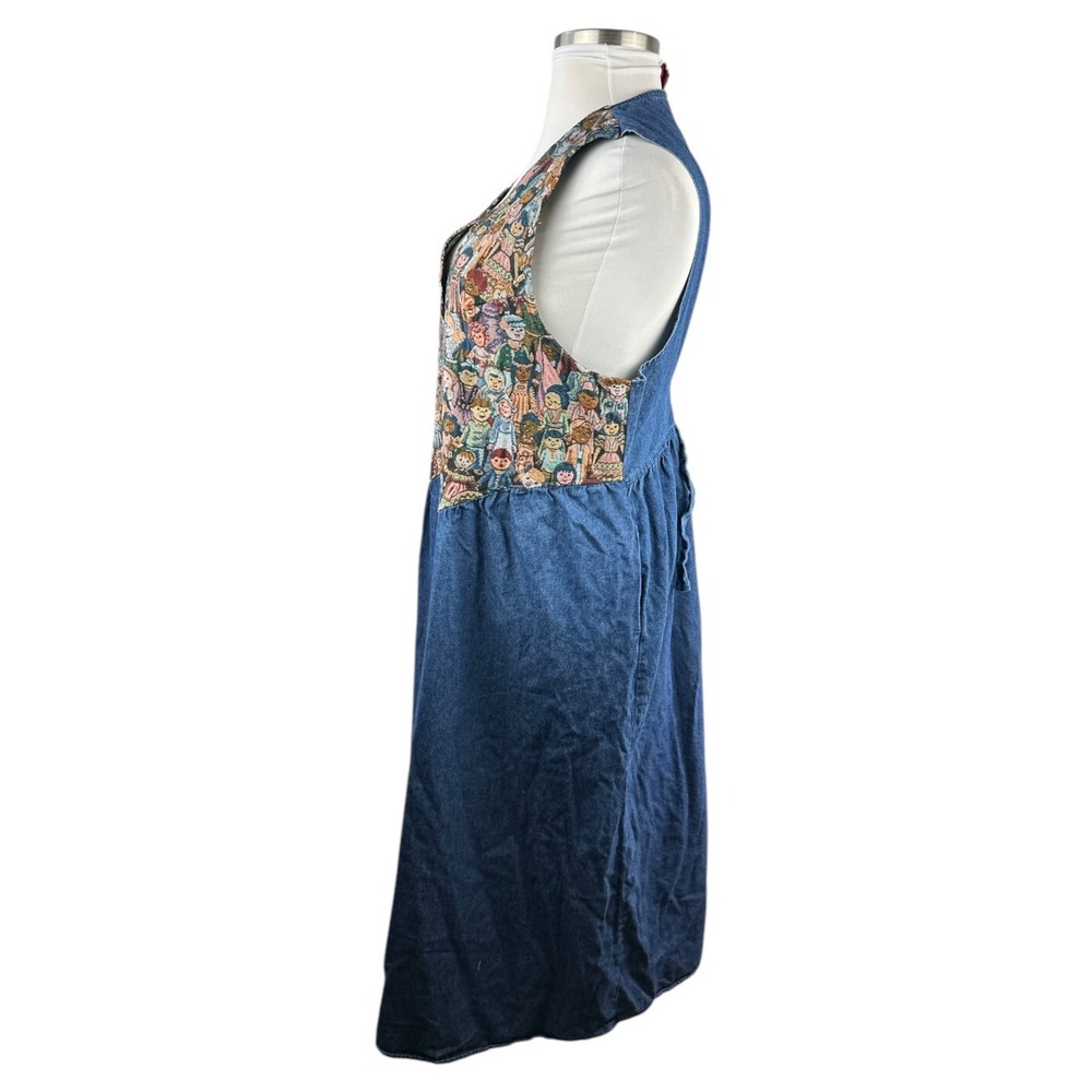 Vtg 90s Venezia Jeans Children Around The World Denim Maxi Dress Plus Size 22/24 - Picture 7 of 16
